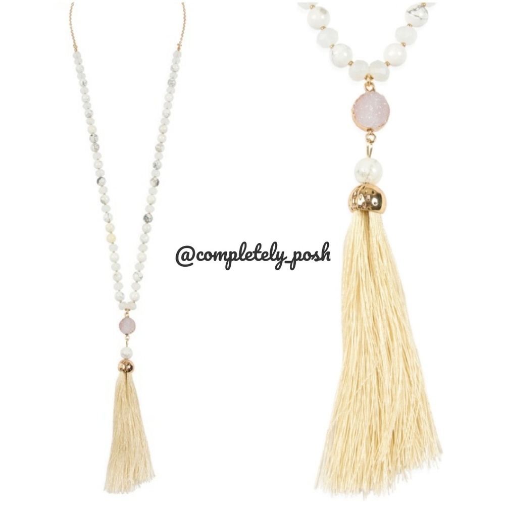 Healing Natural Howlite Stone & Tassel Necklace